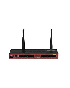 Router wireless MikroTik RB2011UiAS-2HnD-IN, 5 x porturi Gigabit, port serial RJ45, port SFP, LCD panel, port microUSB
