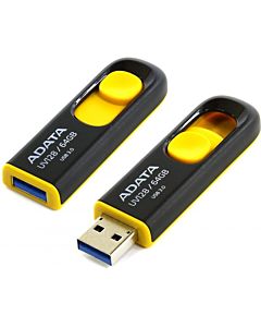 Memorie USB ADATA UV128, 64GB, USB 3.1, Negru/Galben